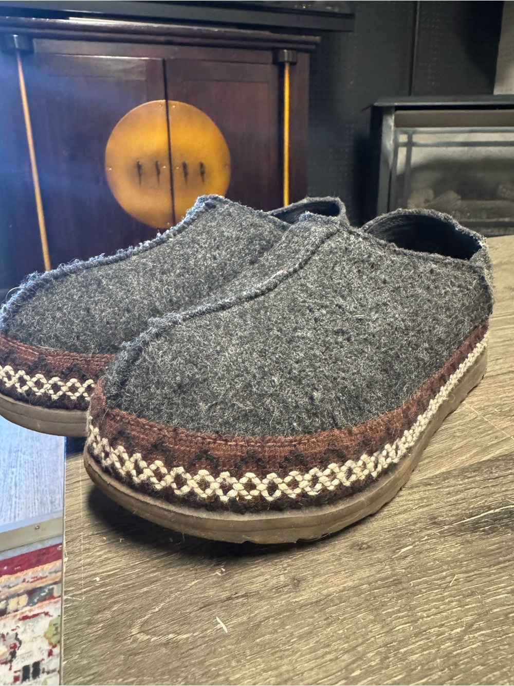 UGG Charcoal Gray Wool Slip-On Clogs